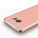 Galaxy S7 Case, Ranyi [3 in 1 Hybrid] [Anti-slip] [Metal Texture] Luxury Electroplated Painting Bumper + Matte Hard Back Cover Case for Samsung Galaxy S7 5.1 inch (2016 release), rose gold
