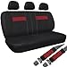 Oxgord 17pc Flat Cloth Seat Cover Set for Car/Truck/Van/SUV, Airbag Compatible, Split Bench, Red & Black