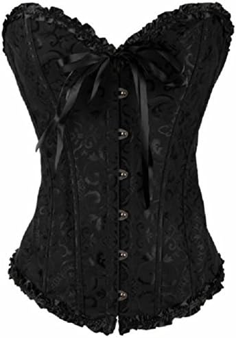 Savees Women's Lace Up Boned Plus Size Overbust Corset Bustier Bodyshaper Top Black