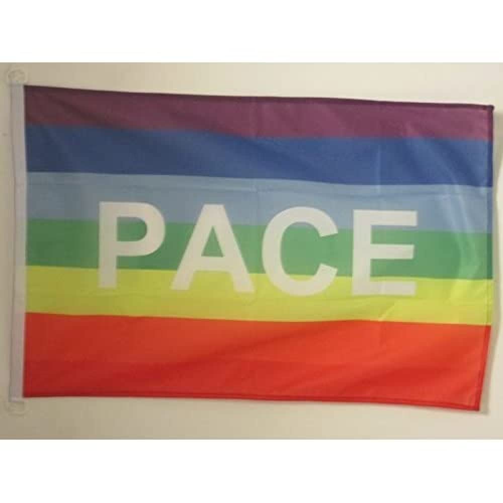 AZ FLAG - Rainbow Pace letter Flag - 2x3 Ft - For Outdoor - Peace Banner Knitted Polyester with Two Plastic Rings - Fade Resistant - Vivid Colors - 2' x 3' Feet - 90x60 Cm
