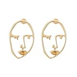 Meolin Gold Hollow Out Face Statement Design Stud Earrings