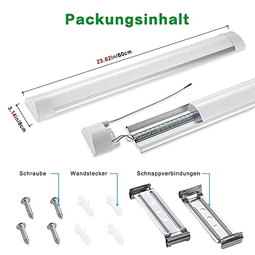 LINTRY Feuchtraumleuchte LED 60CM, Kellerlampe LED Deckenleuchte 20W 4000K Neutralweiß 2400LM LED Röhre, Badezimmer… – Bild 7