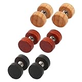Aprilsky Men,Women's Natural Wood Button Stud Earrings, 8-10mm Stainless Steel Cheater Fake Ear Plugs Gauges Illusion Tunnel 3 Pairs Set Assorted Color