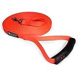 Leashboss Free Range - 20 Foot - Nylon 3/4 inch Dog Leash - for Large &amp; Medium Dogs - Long Training Lead with Handle (20 Ft, 3/4 Orange)