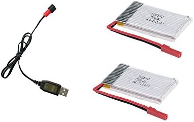 Sky Hobbie 2 Pack 3.7V 750mAh Li-Po Rechargeable Battery with Free USB Charger for DBPOWER X400C FPV RC Drone and MJX X400 Quadcopter