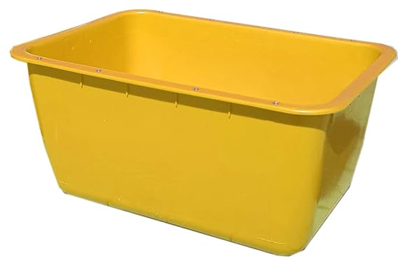 UvV-FMK 2te Wahl 200 Liter gelbe Mörtelwanne ohne Kranösen (verzinkter Stahlschiene als Verstärkung der Langen Seite) Fehlfar