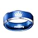 8mm Her King Ring Blue Stainless Steel Ring Mens Engagement Wedding Band Anniversary (Her King, Size 10)