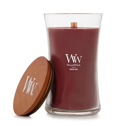 WoodWick Scented Candle with Crackling Wick | Rouge Oud Large Hourglass Candle | Long Burning Candles: Up to 130 Hours | Perfect Gifts for Women