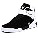 QANSI Men's Classic Leather High Top Lace Up Sneakers Sports Shoes Black/White 10.5 M US