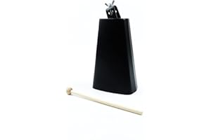 LOONELO Cow Bell with 7 inch,Metal Steel Skew Cow Bell with Drum Stick for Drumset Kit Percussion,Noise Makers for Sporting Events Wedding Party Concert