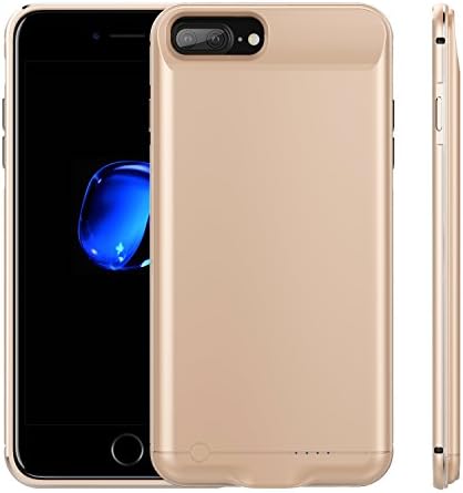 ANIKOV-04 For iPhone 7plus/6plus/6S plus Battery Case, Aluminium alloy edge Portable Charging Case for iPhone 7+/6+/6s+ with 5200mAh Capacity/External Pack Charger Case 5.5inch (Gold)