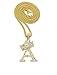 Crown Gold Rhodium Stone Initial Letters Pendant Necklace Cuban Chain