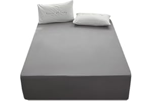 rushrushlulu Soft and Microfiber Queen Fitted Bed Sheet only Fits15inches Bed Matress Sheets Deep Pocket Soft Fitted Sheets Light Gray