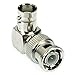 BNC Right Angle Male to Female Adapter - Nickel-Plated Alloy, 90-Degree Elbow Connector, 4-Pack for Coaxial Cables and RF Applications