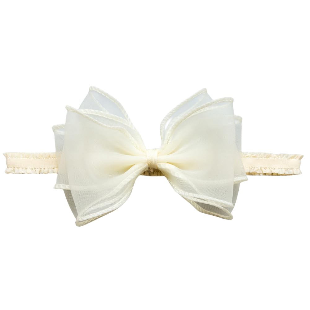 Photo 1 of Rannyrena Cute Lace Bow Baby Girls Headbands White Knot Headband Soft Chiffon Hair Band for Newborn Infant Toddler Kids Hair Accessories (Beige A)