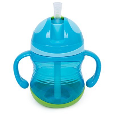 Baby Station Babies Drinking Straw Bottle Sippy Cup with Handles (Blue)