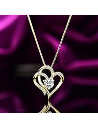 Collar de corazón chapado en oro de 14 quilates con colgante de circonita cúbica de 5A para mujer