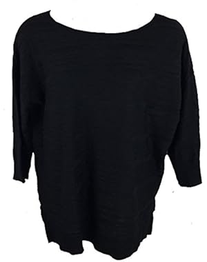 Women's 3/4 Sleeve Pullover Sweater, Black, XL