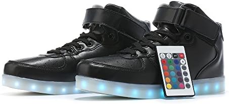 MaiDun Remote Controlled High Top LED Light Up Sneakers For Womens Mens Codenames,Black W US14