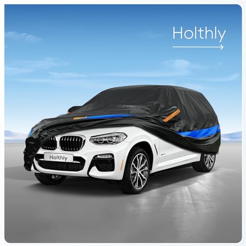 Car Cover, Holthly 10 Layers, Breathable, The Outer Car Cover Provides Protection Against Wind, Water and UV Rays. Suitable for Audi Q5, BMW X3 and Other Vehicle Models