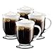 KooK Café Coffee Or Tea Glass Hot Mugs Set 15oz (Set Of 4)