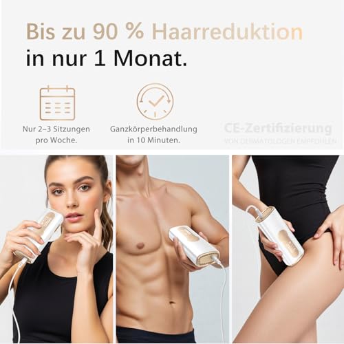 Haarlosy IPL Geräte Haarentfernung Laser für Damen und Herren – 10 °C Eiskühlkontakt zu Hause für Schmerzfreie und Langanhaltende Ergebnisse, 86% Haarreduktion in 3 Wochen für Körper, Beine, Bikini