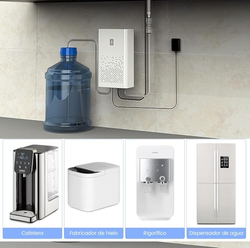 Rabbitstorm Bomba de Agua Automática para Dispensador de Agua Electrodomésticos, Bomba Eléctrica para Dispensador con Grifo de Acero Inoxidable, Dispensador de Agua Embotellada de 2 L, ABS, Blanco