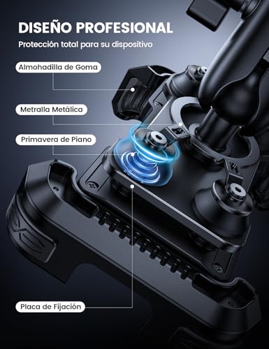 Lamicall Porta Celular para Moto Bicicleta - [720°Brazo de Ajuste] [Dual Vibración Amortiguador] Antirrobo Soporte Celular Moto, Bicicleta, para iPhone iPhone 17/16 Pro, 15/14 Pro Max 4.7-6.7" Celular