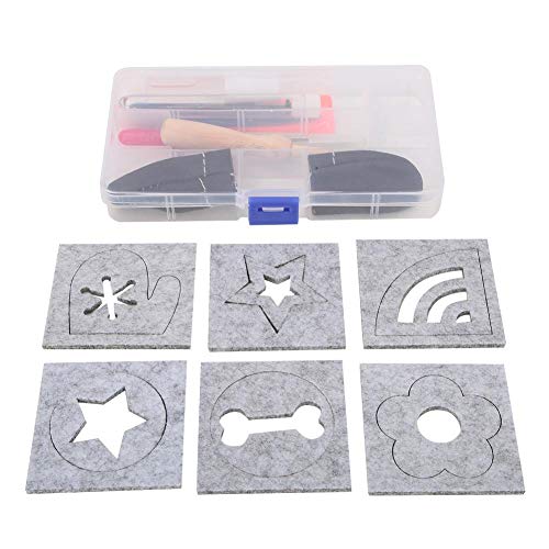 Pokerty Needle Felting Supplies, DIY Handcraft Wool Felting Tool Set Needle Felting Craft Felting Tool Kit with 6 Mold Scissors Awl Tool Kit - Thumbnail 5