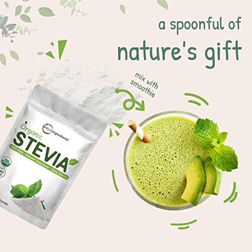 Pure Organic Stevia Powder, 4 Ounces, 706 Serving, Highest Grade Stevia Green Leaf Extract RebA