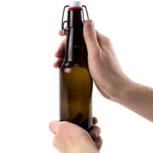 11 oz. Clear Glass Grolsch Beer Bottles - Airtight Seal with Swing Top/Flip Top Stoppers - Supplies for Home Brewing & Fermenting of Alcohol, Kombucha Tea, Wine, Homemade Soda (12-pack) - Thumbnail 2