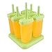 Classic Repeated Use Popsicle Molds Ice Pop Molds BPA Free, Oval, Set of 6 (Green)