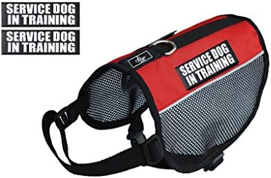 Service Dog in Training mesh vest Harness Cool Comfort. Purchase comes with 2 reflective SERVICE DOG in TRAINING removable patches. PLEASE MEASURE your dog before ordering