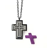 FIKA Steel Gray Cross Aromatherapy Essential Oils Air Freshener Necklace Locket Pads included