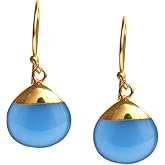 Gempires Natural Pear Cabochon Hook Earring, Meditation Earring, Handamde Jewelry, Gift for Her