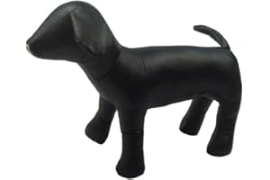 pawstrip Dog Mannequin PU Pet Clothing Display Stand Cute Dog Hangers for Clothes Store Leather Pet Sewing Mannequin Durable Puppy Standing Model (Black, Medium)
