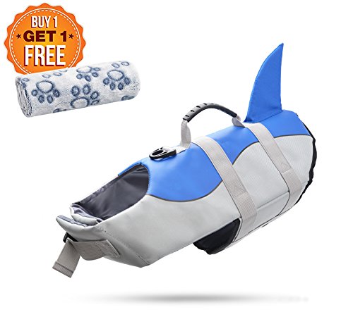 Beschan Pet Life Jacket Shark Adjustable Dog Lifesaver Safety Floatation Vest Dog Life Preserver for Swimming Training Surfing Boating-S