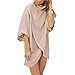 Women Stylish Knitted Sweater Batwing Sleeve Turtleneck Cardigan Irregular Top (XL)