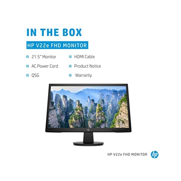 HP v22e Full HD Monitor (1920 x 1080) 21.5 Inch (1 VGA, 1 HDMI) - Black [Amazon Exclusive]