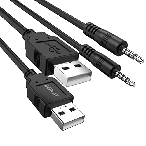 BERLAT Male AUX Audio Jack to USB Male Charge Cable