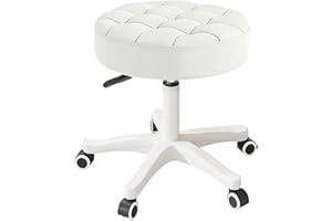 HDHNBA Small Chair Round Rolling Stool with Wheels PU Leather Height Adjustable Swivel Drafting Work SPA Salon Stools Home Office Chair