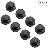 Self Adhesive Hooks,3M Stainless Steel Towel Hooks for Key Robe Coat Towel, Wall Mount Hooks Rustproof Waterproof for Kitchen Bathroom Office Toilet (Round, 8 Pack)