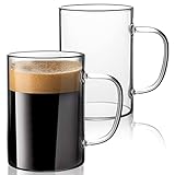 triaqua Glass Coffee Mugs, 14oz Clear, Set of