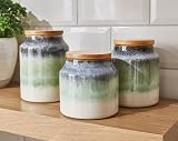 Cooksmart Ceramic Canister Set - Tea, Sugar, Coffee Kitchen Storage Jars view 4