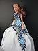 White Gown with Large Blue Applique Flowers Made to Fit the Barbie Doll