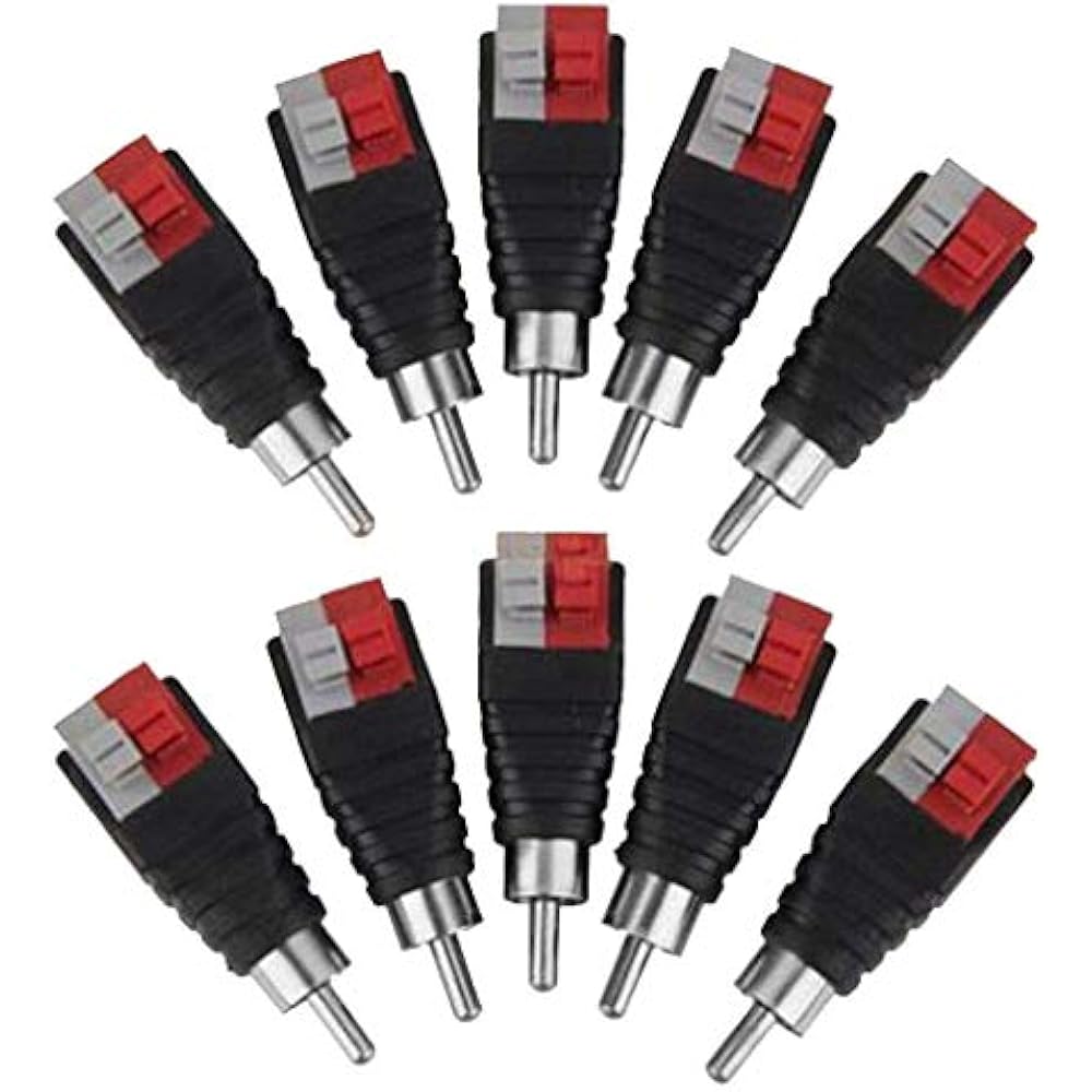 Speaker Wire Cable To Audio Male RCA Connector Adapter Jack Plug 10pcs