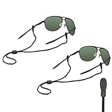 Chums Adjustable 3mm Rope Eyeglass and Sunglass Retainer / Strap, Slip Fit , Black (2 Pack)