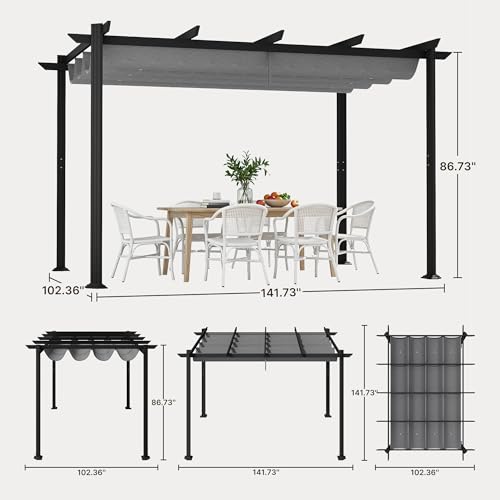 Ahomly 12x8 Retractable Pergola Review: Adjustable Shade Canopy, Gray image 24