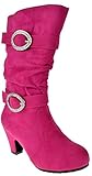 Valencia Little Girls Buckle Rhinestone Knee High Dress Boots Fuschia