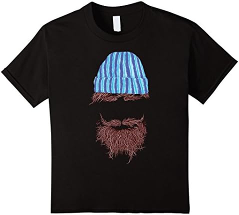 Kids Shaggy Bearded Hipster With Bennie T-Shirt 10 Black
